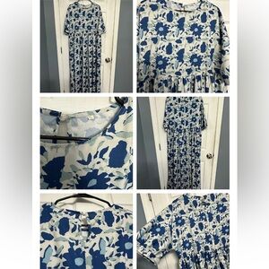 Floral oversized boho short-sleeve maxi dress size XL